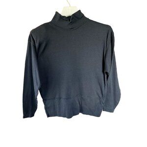 Ashleigh Morgan Vintage Black Mock Neck Cropped Top 90s Minimalist Size M